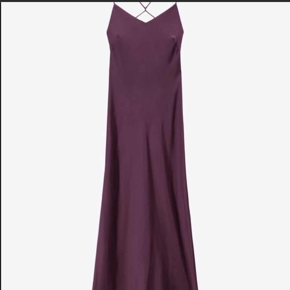 NWOT Zara Satin Effect Dress Eggplant S